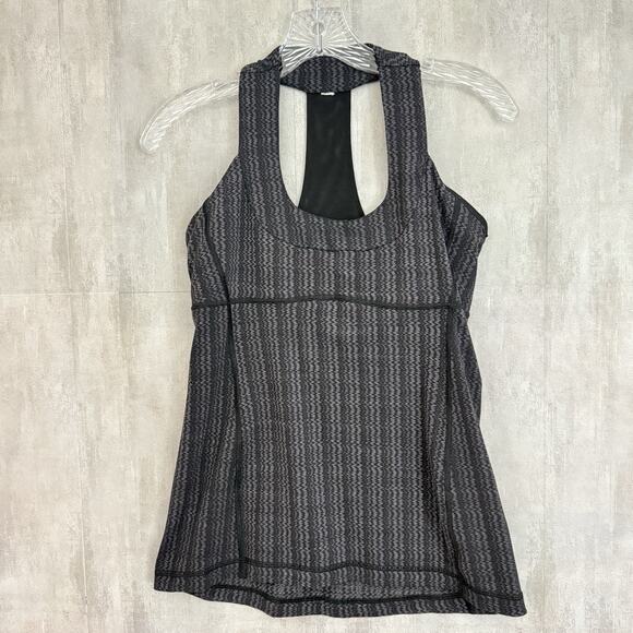 Lululemon Scoop Neck Tank Luon Light Womens Size 6 Bra Built In Mesh Non Padded - Picture 1 of 8